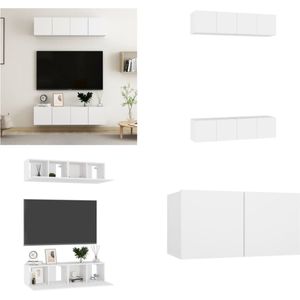 vidaXL Tv-meubelen 4 st 60x30x30 cm spaanplaat wit - Tv-meubelset - Tv-meubelsets - Tv Meubelset - Tv Meubelsets