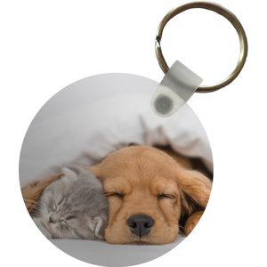 Sleutelhanger - huisdieren - hond - Kat - Deken - Plastic - Rond - Uitdeelcadeautjes