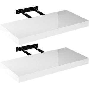 STILISTA Wandplanken Zwevend - Set van 2 - Wandplank - MDF - 70 x 23,5 x 3,8 cm - Hoogglans Wit