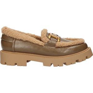 La Strada Loafer taupe met nepbont dames - maat 38