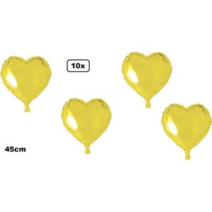 10x Folieballon Hart geel (45 cm) - trouwen huwelijk bruid hartjes ballon feest festival liefde white