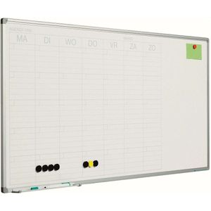Whiteboard Deluxe - 60x120cm - Planbord - Geëmailleerd staal - Weekplanner - Maandplanner - Jaarplanner - Magnetisch - Wit - Nederlands