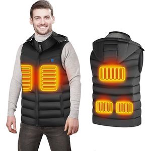 USB verwarmd vest - Voor dames en heren - Maat 3XL - Bodywarmer met 3 warmte niveaus - 5 verwarming zones - Afneembare capuchon - Verstelbare temperatuur - Zwart