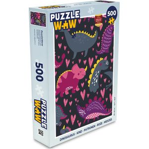 Puzzel Dinosaurus - Kind - Patronen - Roze - Meisjes - Legpuzzel - Puzzel 500 stukjes