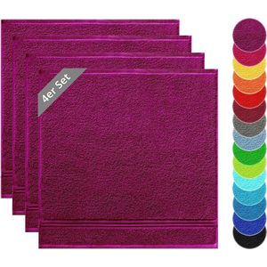 Set van 4 badstof keukendoeken - vaatdoeken van 100% katoen - theedoeken in leuke trendy kleuren 50 x 50 cm braambes