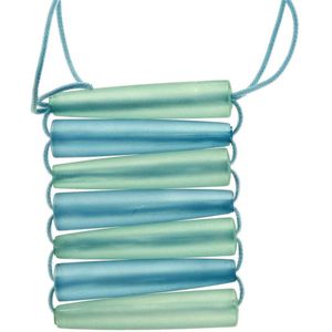 Behave Lange turquoise ketting van touw met grote hanger