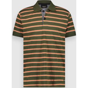 Twinlife Heren Jacquard Stripe - Polo's - Wasbaar - Ademend - Groen Meerkleurig - XL