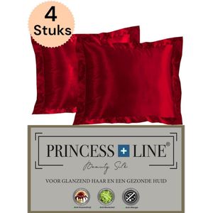 Princess Line Satijnen Beauty Silk Kussensloop - Zijden Zacht Beddengoed- Goed Voor De Haar En Huid-Rood-Set à 4 stuks -60 x 70 CM
