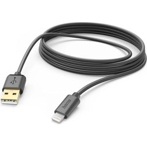 Hama USB-laadkabel - USB-A naar lightning - USB naar Apple Lightning - 3,0 meter - Geschikt voor Smartphone en Tablet - Zwart