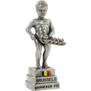 Manneke Pis flessenopener/kurkentrekker - wijnflessen openener - zilver - 11 cm - metaal - gadgets - vaderdag/moederdag cadeau