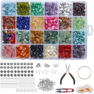 Premium Natuursteen Kralen set-Armbandjes maken meisjes-Knutselen meisjes-Sieraden zelf maken-edelstenen om te rijgen-Natuursteen kralenset-armbanden kralen voor armbanden-Kralendoos-kinderen-volwassenen voor Kerstmis