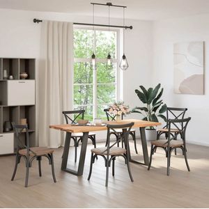 vidaXL Eettafel 180x80 cm massief eikenhout Eetkamertafel - Eikenhouten Tafel - Salontafel - Grote Tafel - Rechte Tafel