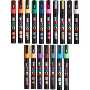 Set van 17 markeerstiften 1,8 - 2,5 mm voor kunst en handwerk