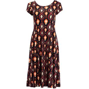 NED Jurk Evy Long Ss Marine Small Diamond Tricot 25s4 X1748 03 303 Marine Dames Maat - XL