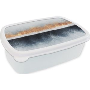 Broodtrommel Wit - Lunchbox - Brooddoos - Goud - Abstract - Design - 18x12x6 cm - Volwassenen