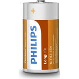 Philips R14L2B - C batterij - 2 stuks