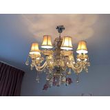 Kristallen Kroonluchter 8 armen | Voorkamer Lamp | Luxe Lamp | Licht roze | Umm Al-Qaiwan