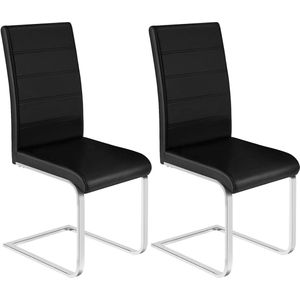 Rootz Eetkamerstoelen Set van 2 - Schommelstoel - Stoelen met hoge rugleuning - Zwart kunstleer - Stabiel en veilig - Ergonomisch comfort - Vloervriendelijk ontwerp - 41 cm x 100 cm x 55,5 cm