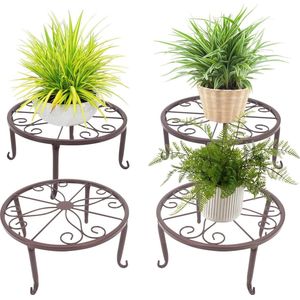 Metalen plantenstandaard - 4 stuks - IJzeren plantenhouder - Voor binnen en buiten - Tuinplant - Brons