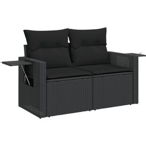 VidaXL-Tuinbank-2-zits-met-kussens-poly-rattan-zwart