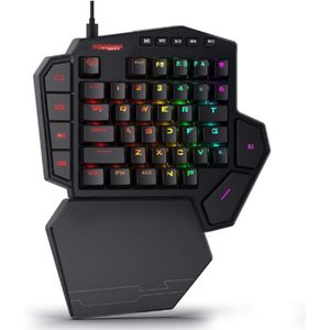K585 DITI RGB Eenhandig Mechanisch Gamingtoetsenbord - 42 Toetsen Met Blauwe Switches - 7 Programmeerbare Macrotoetsen - Afneembare Polssteun - Bedraad USB-C Gamepad Keyboard Voor PC Gamer