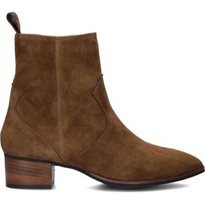 Notre-V 3221 Enkellaarsjes - Enkelboots met rits - Dames - Cognac - Maat 37