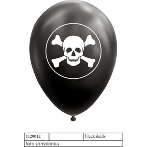 Wefiesta - Ballonnen Doodshoofd zwart (8 stuks) - Halloween - Halloween Decoratie - Halloween Versiering - Halloween Ballonnen