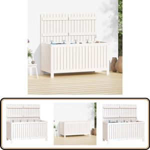 vidaXL Tuinbox - Massief Grenenhout - Wit - 121x55x64 cm Tuinbox - Opbergbox - Buitenkast - Houtkist - Tuingoed Opslag