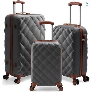 Senella Luxe kofferset - 3-delige kofferset - Reiskoffer met wielen - ABS kofferset - Hardcase kofferset - TSA slot - Luxe design - Grijs