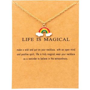 Bixorp Luck Gouden Dames Ketting met Regenboog - ""Mother & Child"" - 45/50cm - Cadeau voor Vrouw - Goudkleurig
