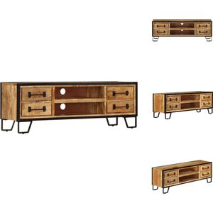 vidaXL TV-meubel Retro - Massief mangohout - 120 x 30 x 40 cm - Industriële stijl - Kast