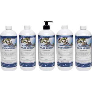 Handzeep Wilde Bessen 1 liter - met gratis pompje - set van 5 stuks - Voordeelverpakking
