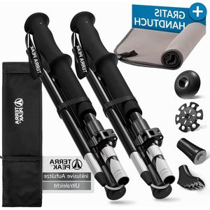 Wandelstok opvouwbaar - Nordic Walking stokken - aluminium - rubberen buffer - trekkingstokken - uittrekbaar