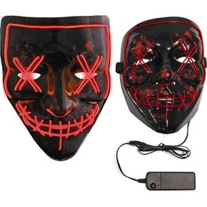 PARTYPRO - Rood lichtgevend plastic led masker voor volwassenen