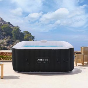 Opblaasbare Whirlpool Florence – 2400W | 154 x 154 x 65 cm | 4 Persoons Jacuzzi | 100 Massagejets | Tot 40°C Verwarming | Opblaasbare Spa Binnen & Buiten | Inclusief Afdekking & Accessoires