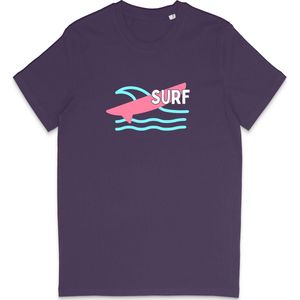 T Shirt Heren Dames - Surf - Grafische Print - Paars - L