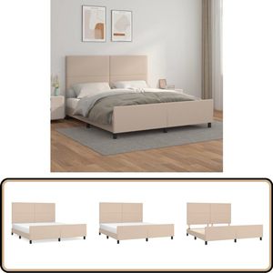 vidaXL Kunstleren Bedframe Cappuccino 180x200 cm Bed Frame - Kapstok - Houten Bed - Tweepersoons Bed - Bruine Bed
