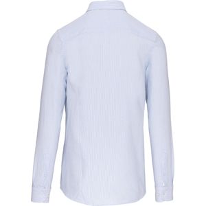 Overhemd Heren L Kariban Lange mouw Striped White / Oxford Blue 100% Katoen
