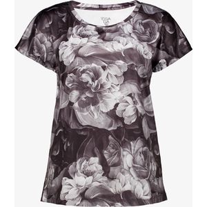 Osaga dames sport T-shirt zwart bloemenprint - Maat XXL