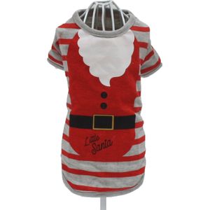 Croci t-shirt hond little santa gestreept grijs / rood (25 CM)