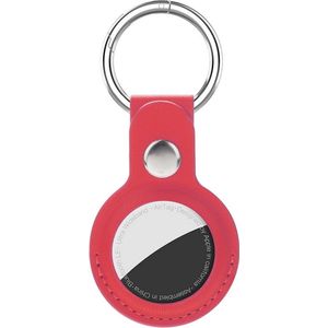 Hoesje voor de Apple AirTag Sleutelhanger in het Rood - Leer - AirTag- Olaf - Rood – Sleutelhanger