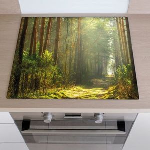 Inductiebeschermer wandelpad in bos | 85 x 52 cm | Keukendecoratie | Bescherm mat | Inductie afdekplaat