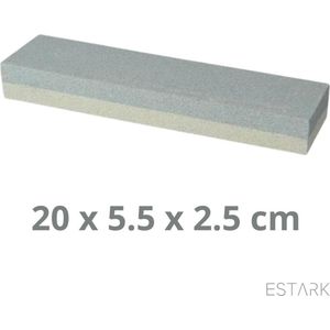ESTARK® Wetsteen - Slijpsteen - Wetstone - 2 Grofheden – Dubbelzijdige Slijpsteen Set – Voor het slijpen van Messen en Bijtels - Messenslijper - Mes Messen Slijpen (20cm)