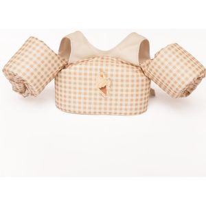 Vilolux® - Mrs Ertha - Puddle jumper - Zwemvest - Splasher - beige - vintage squares - 2-6 jaar - 14-25kg