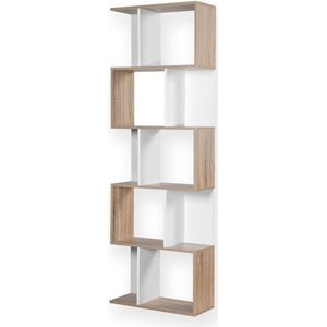 CALICOSY - Boekenkast multi-kast H180 cm - Hout en wit decor