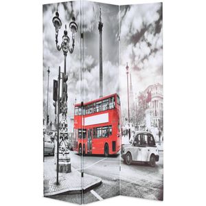 vidaXL - Kamerscherm - inklapbaar - Londen - bus - 120x170 - cm - zwart - en - wit