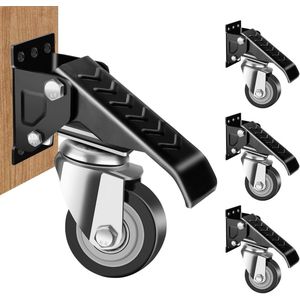 Zwenkwielen voor zware lasten, 300 kg, werkbank, Caster Kit, 4 stuks, 360 graden rotatie, softclose, werkbank, wielen, meubelwielen, transportwielen, loopwielen voor werkbanken, machines en tafels