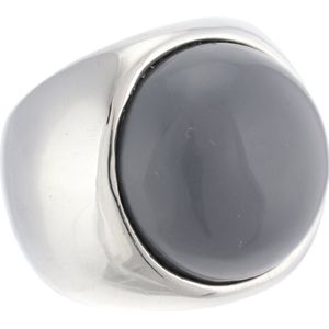 Behave - Ring - Statement Zilverkleurige Ring met Grijze Steen | Modern & Stijlvol | Nikkelvrij
