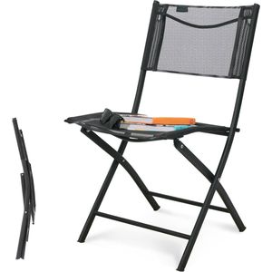 Folding Camping Chair - Black Textilene - Outdoor Garden Furniture