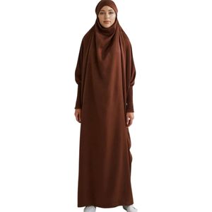 Nivard Islamitische Kleding - Djellaba Dames - Moslim Kleding - Arabisch Dames Kaftan - Alhamdulillah - Koffie